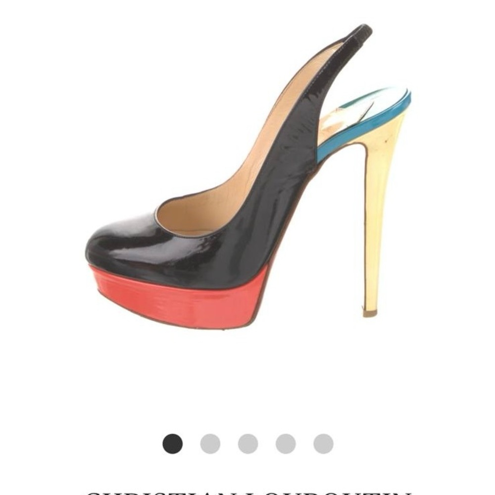 Christian Louboutin colorblock platform slingback pumps.